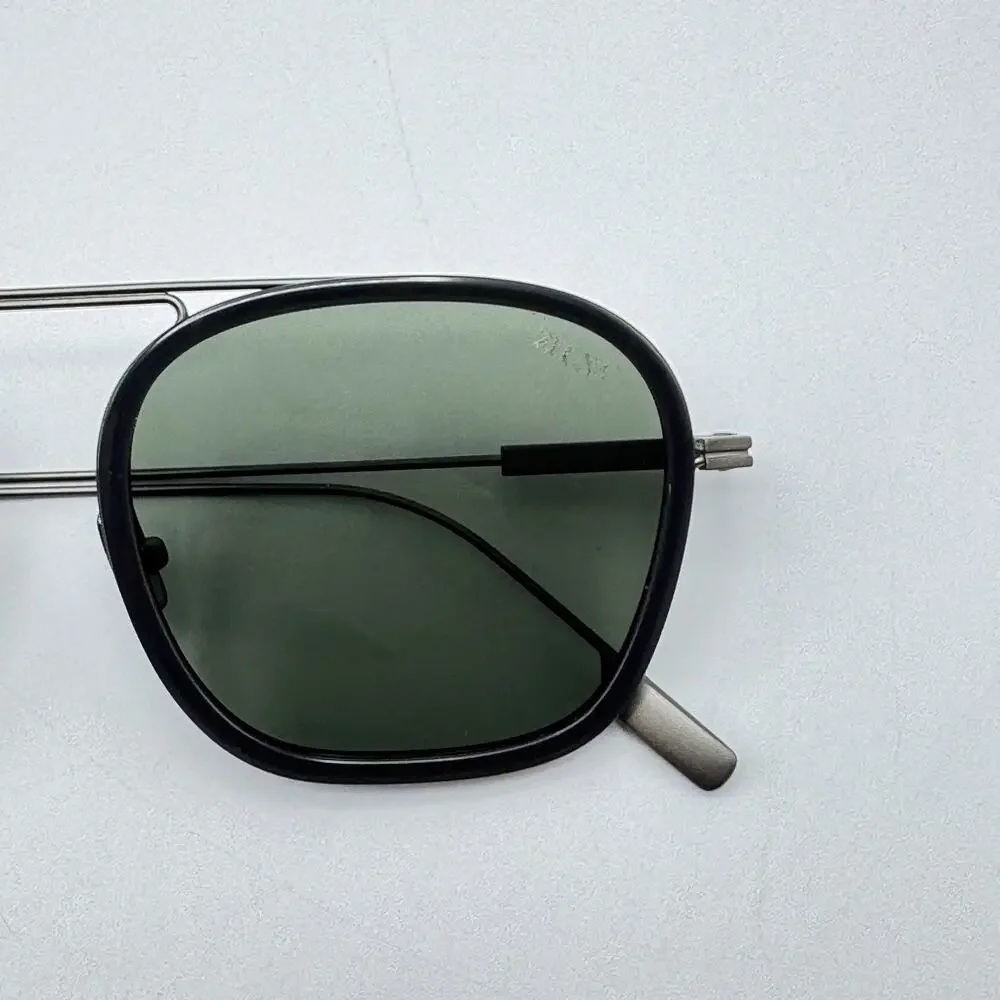 Ermenegildo Zegna Sunglasses EZ0306 20N Gray Square Frame Green Lens 51-20-145mm